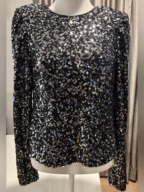 Endless Rose Black Sequin Long Sleeve Top